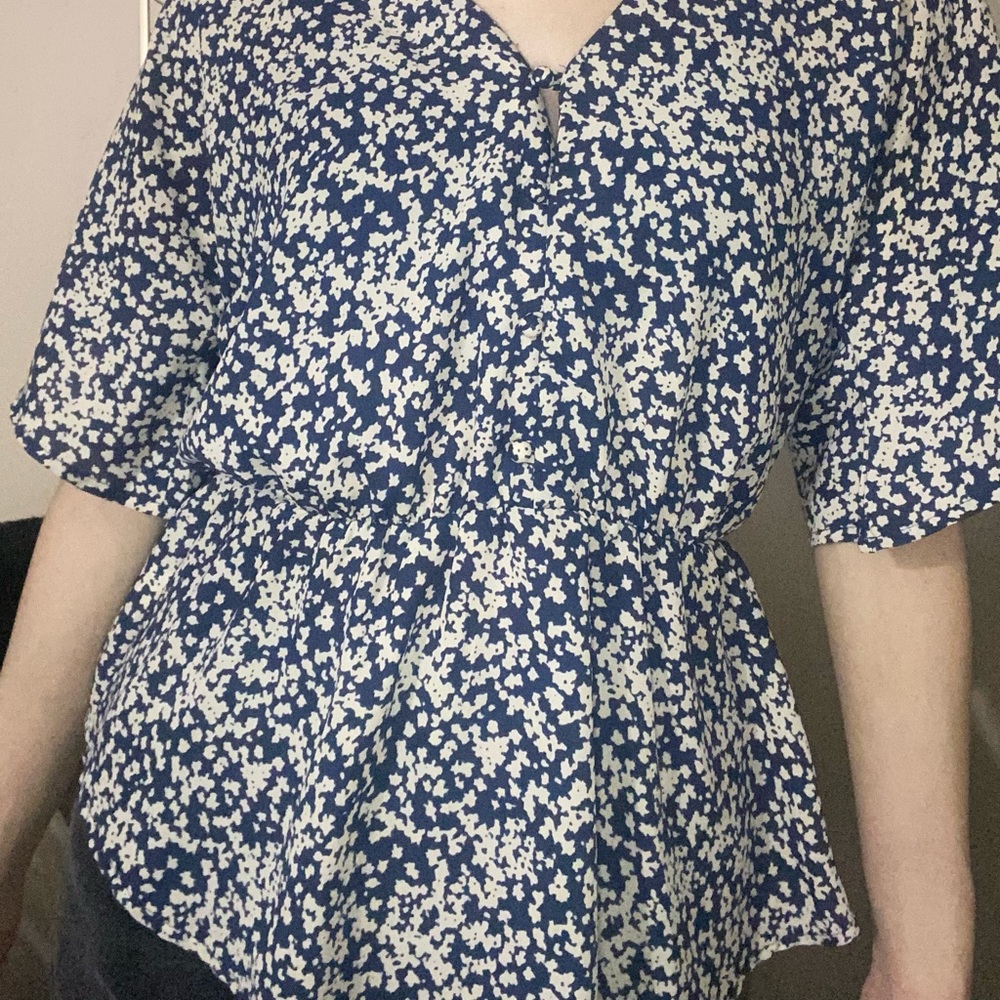 White and Blue Blouse